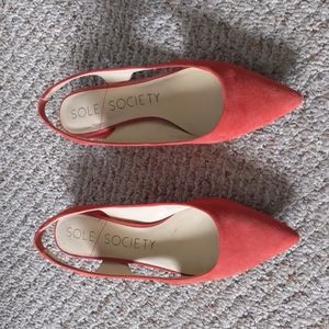 Red Suede Slingback Flats